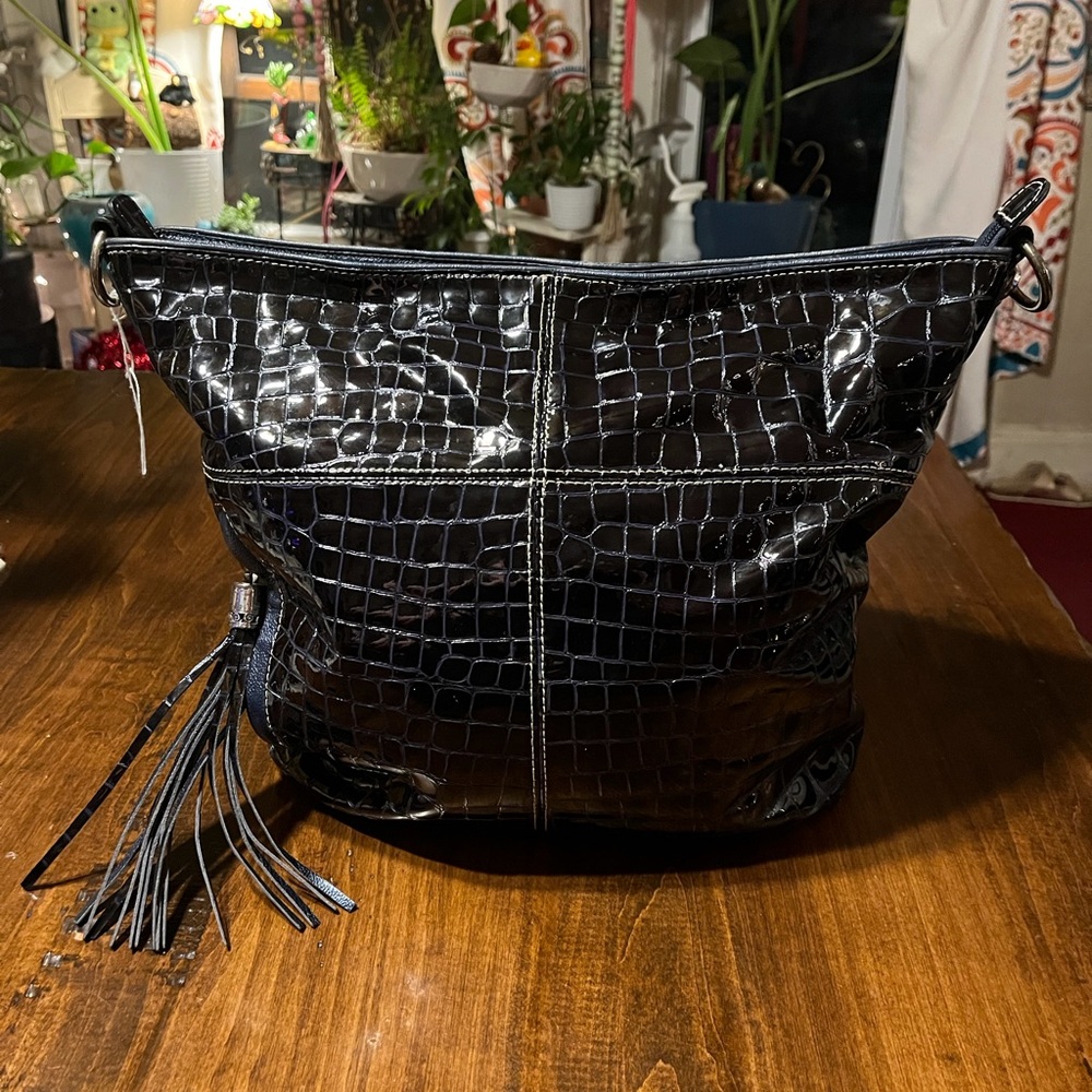 Brighton Black Croc-Embossed Women's Bag